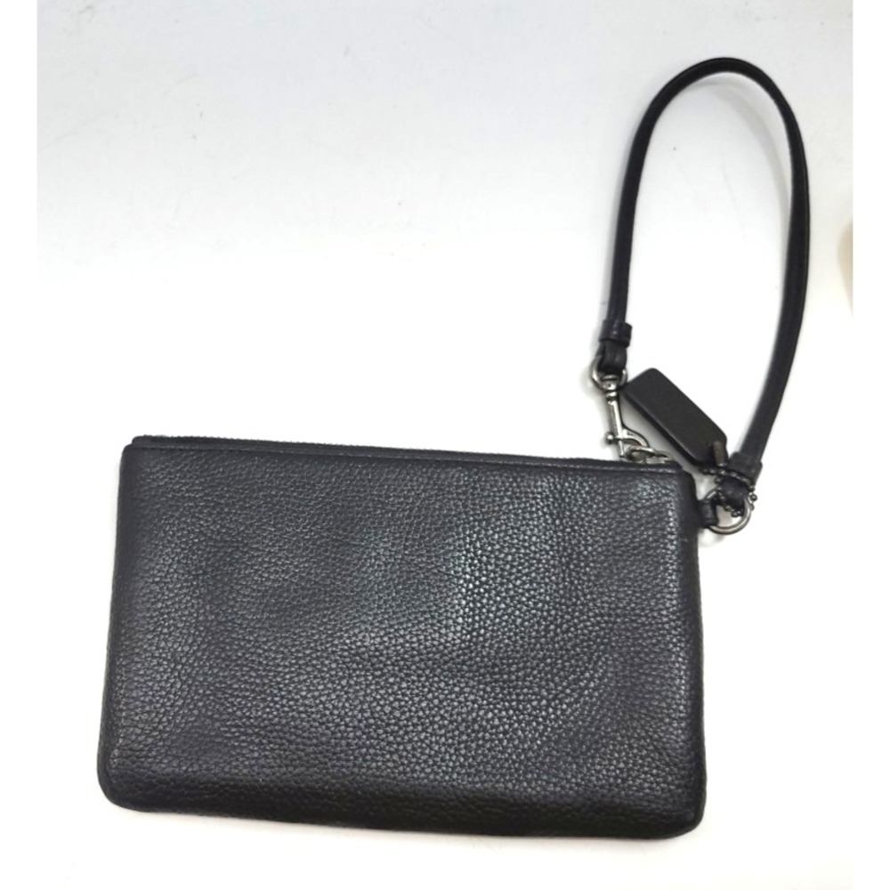 Coach Black Pebbled Leather Studded Wristlet‎ Clutch - Picture 9 of 10